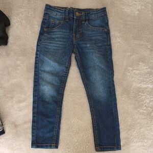 Indigo Dark Blue Denim Jeans with Gold Stitching